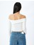 Omzu Açık Madonna Yaka Slim Fit Crop Uzun Kollu Tişört 4