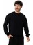 Erkek Siyah Şardonsuz 3 Iplik Casual Kalıp Erkek Sweatshirt 1