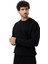 Erkek Siyah Şardonsuz 3 Iplik Casual Kalıp Erkek Sweatshirt 3