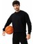 Erkek Siyah Şardonsuz 3 Iplik Casual Kalıp Erkek Sweatshirt 4