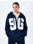 Kapüşonlu Kolej Nakışlı Oversize Fermuarlı Sweatshirt 3