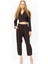 Pile Detaylı Jogger Pantolon Kahverengi 1