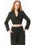 Vatka Detaylı Crop Blazer Ceket Haki 4