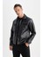 Su İtici Slim Fit Çıtçıtlı Mont Dar Kesim Suni Deri Gömlek Yaka Cepli D6589AX25SP 3