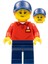 Minifigür - Legoland Park Worker Female With Dark Blue Hat And Dark Orange Ponytail, Red Polo Shirt With 'legoland' On Back And Dark Blue Legs LLP011 1
