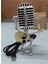 Mikrofon Lambası - Lamba Başlığı Vintage Metal Mikrofon Robot Masa Lambası Retro Stil Ev Süsleri, Kırmızı ve Gümüş (Yurt Dışından) 5