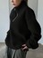 Streetwear Detail Peluş Fermuarlı Siyah Ceket 3