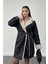 Kürklü Deri Kaban - Siyah 4