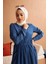 6575-DENIM Tensel Elbise Koyu Mavi 3
