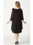 21958 Siyah Pelerinli Tüylü Işlemeli Büyük Beden Şifon Kısa Abiye Elbise 3