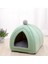 Yeşil Stil M 33X33X36 Sıcak Kış Kedi Elastik Yatak Yuva Ev Kediler Için Mat Derin Uyku Yastık Ev Peluş Pet Yuva Dört Mevsim Mağara Sepeti Lair Kulübe (Yurt Dışından) 1