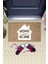 Dijital Baskı Kahverengi Home Sweet Home Yazılı Beyaz Ev Dekoratif Kapı Paspası K-2006 1