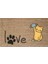Dijital Baskı Kahverengi Patili Love Yazılı Maskeli Kedi Dekoratif Kapı Paspası K-2010 2