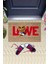 Dekoratif Dijital Love Ayıcık Bej Kapı Paspası Dış Mekan Paspas K-3178 1