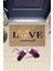 Kahverengi Kapı Önü Paspası Love Yourself Ayıcık Desen K-3329 1