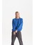 Kadın Mavi %100 Organik Pamuk Bisiklet Yaka Oversize Sweatshirt 1