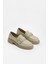 Neva Bej Deri Altın Tokalı Kadın Loafer 5