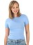 Crop Slim Fit Pamuk Likra Tişört-Mavi 1