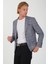 5138 Dar Kalıp Kare Desenli Bordo Erkek Blazer Ceket 3