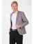 5138 Dar Kalıp Kare Desenli Bordo Erkek Blazer Ceket 1