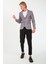 5138 Dar Kalıp Kare Desenli Bordo Erkek Blazer Ceket 2