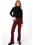 Bordo-Paçası Yırtmaçlı Pantolon 2