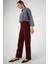 BORDO-%100 Pamuk Bol Paça Parça Boyama Rahat Kalıp Pantolon 1