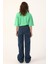 Mavi-Yırtık Detaylı Wide Leg Pantolon 4