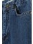 Mavi-Yırtık Detaylı Wide Leg Pantolon 5