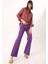 Mor-Wide Leg Yüksek Bel Pantolon 5