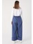 Mavi-Pamuklu Geniş Paça Katlamalı Pantolon 4