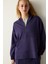 Koyu Indigo Yarım Fermuarlı Kapüşonlu Silky Touch Sweatshirt 1