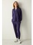 Koyu Indigo Yarım Fermuarlı Kapüşonlu Silky Touch Sweatshirt 3
