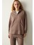 Silky Feel Zipped Vizon Rengi Sweatshirt 1
