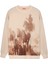 At Desenli Oversize Sweatshirt Açık Bej 1