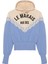 Dantel Çiçekli Baskılı Kapüşonlu Sweatshirt Mavi 1