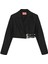 Kemer Aksesuarlı Crop Blazer Ceket Siyah 2