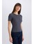 Slim Fit Dar Kesim Bisiklet Yaka Fitilli Kaşkorse Basic Düz Kısa Kollu Tişört C0097AX25SP 4