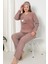 Fawn 5102 Peluş Welsoft Polar Kışlık Kalp Nakışlı Büyük Beden Kadın Pijama Takımı 1