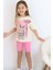 Kız Çocuk Üzeri Digital Yazı ve Tavşan Baskılı T-Shirt Fitilli Şortlu Takım 2