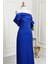 Saks Mavi Asimetrik Krep Elbise 6589 2