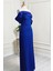 Saks Mavi Asimetrik Krep Elbise 6589 3