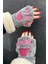 Parmaksız Patili Gri Pembe Peluş Eldiven 2