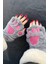 Parmaksız Patili Gri Pembe Peluş Eldiven 3