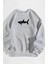 Shark Baskılı Sweatshirt Geniş Kalıp Ribanalı Sıfır Yaka 1