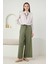 Keten Bol Paça Pantolon Küf Yeşili 4