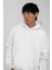 Beyaz Kapüşonlu Basic Şardonlu Sweatshirt 2