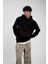 Siyah Kapüşonlu Basic Şardonlu Sweatshirt 2
