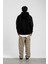Siyah Kapüşonlu Basic Şardonlu Sweatshirt 3