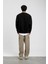 Siyah Bisiklet Yaka Basic Şardonlu Sweatshirt 5